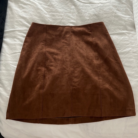 Vegan suede chocolate brown skirt - Picture 1 of 4